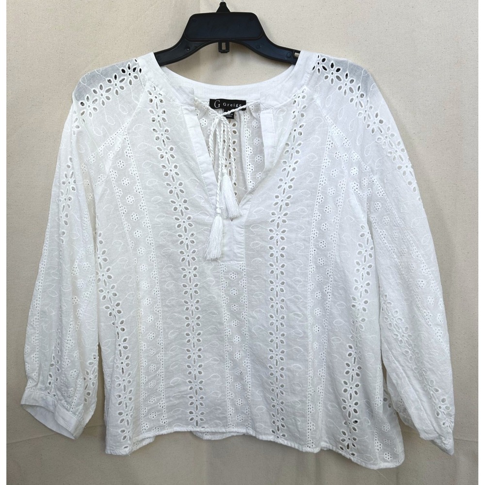 White Eyelet Peasant Blouse